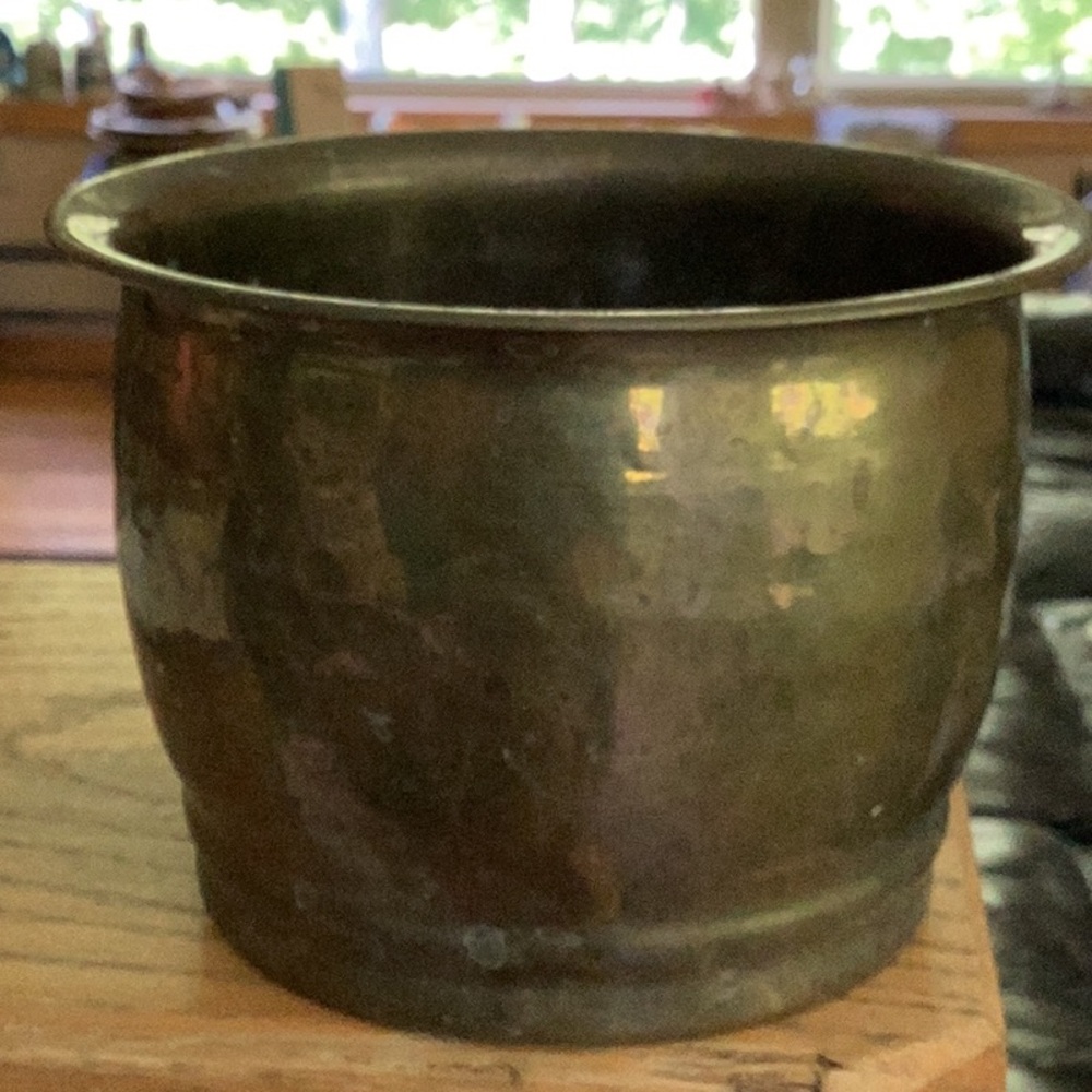 🎁  Hammered Vintage BRASS Pot Planter  6”Vintage EVC